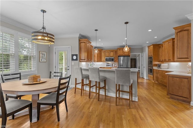 860 Greenfield Ln, Chesapeake, VA 23322 - dining room featuring ornamental molding, light wood-style floors, and recessed lighting