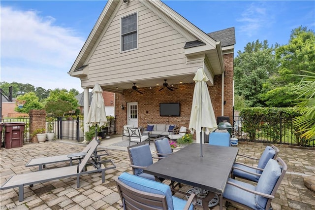 860 Greenfield Ln, Chesapeake, VA 23322 - view of patio featuring ceiling fan, outdoor dining area, and an outdoor hangout area