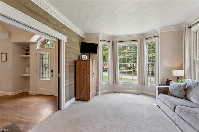 713 Tupelo Xing, Chesapeake, VA 23320 - carpeted living room featuring plenty of natural light and ornamental molding