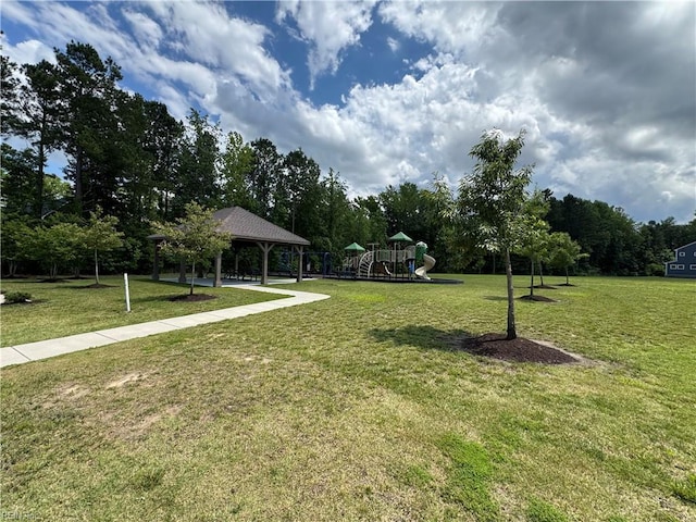 110 Sea Hero Ct, Suffolk, VA 23435 - view of grassy yard featuring a gazebo and view of wooded area
