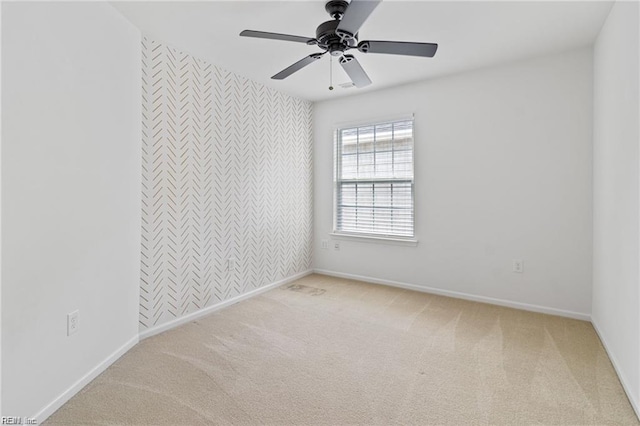 1439 Otterbourne Cir, Chesapeake, VA 23320 - carpeted empty room featuring wallpapered walls, an accent wall, and a ceiling fan