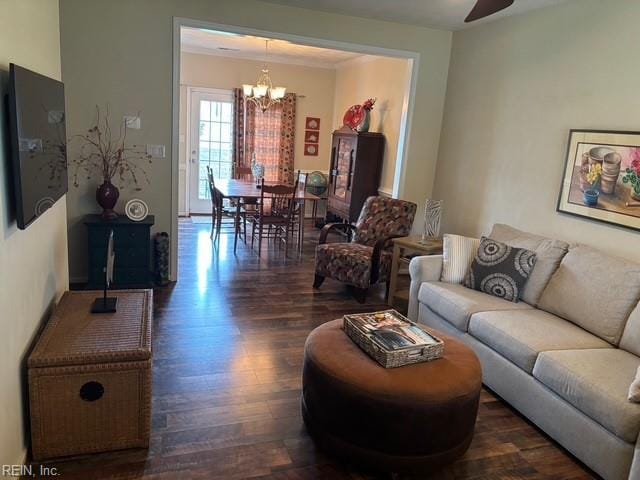 11361 Lena Rose St, Windsor, VA 23487 - living area featuring a chandelier and wood finished floors