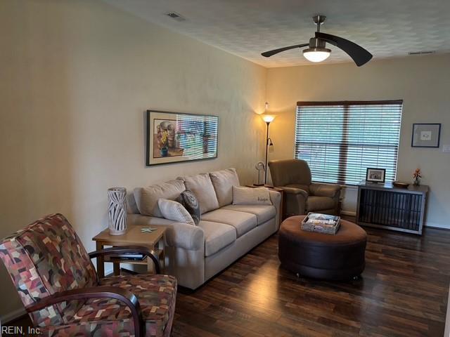 11361 Lena Rose St, Windsor, VA 23487 - living room with wood finished floors and ceiling fan