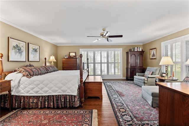 525 Pagan Rd, Smithfield, VA 23430 - bedroom featuring multiple windows, wood finished floors, ornamental molding, and a ceiling fan