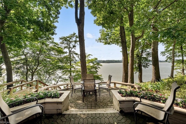 525 Pagan Rd, Smithfield, VA 23430 - view of patio / terrace featuring a water view and outdoor dining space
