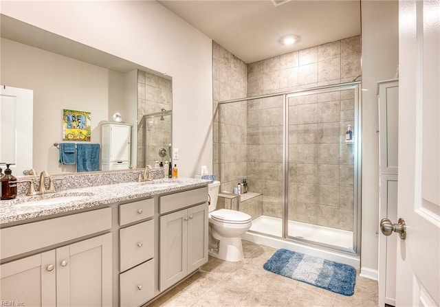 2207 Fallon Cir, Williamsburg, VA 23188 - bathroom featuring tile patterned flooring, a stall shower, and double vanity