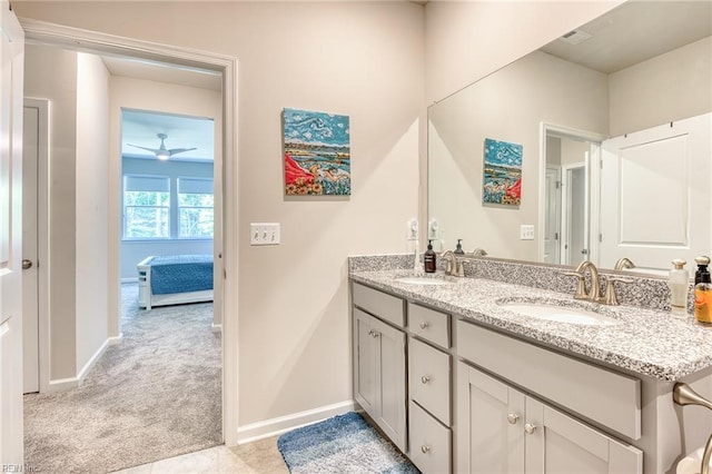 2207 Fallon Cir, Williamsburg, VA 23188 - bathroom featuring double vanity and a ceiling fan