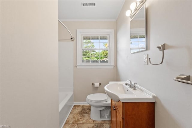 2655 Village Ave, Chesapeake, VA 23323 - bathroom with vanity, crown molding, and shower / bath combination