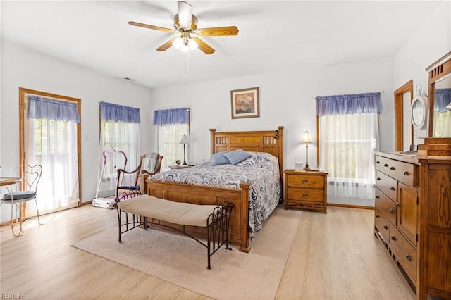 801 Kings Creek Dr, Virginia Beach, VA 23464 - bedroom featuring light wood finished floors, access to exterior, and a ceiling fan