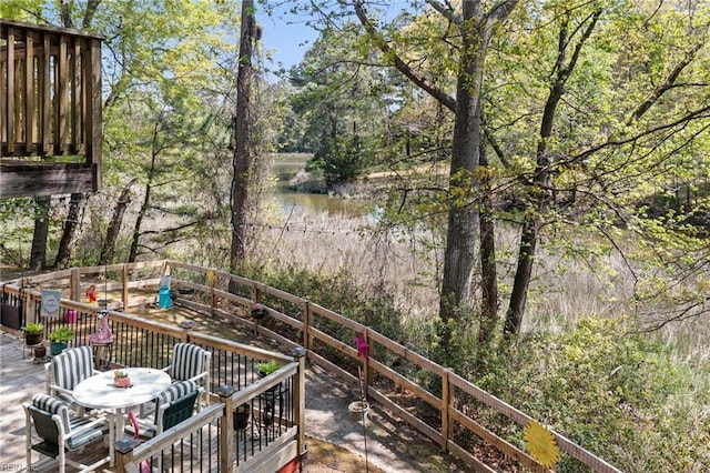 801 Kings Creek Dr, Virginia Beach, VA 23464 - deck featuring a water view and outdoor dining area
