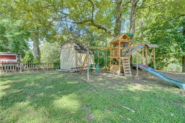 2816 Ashwood Dr, Chesapeake, VA 23321 - view of jungle gym featuring a storage shed and view of scattered trees
