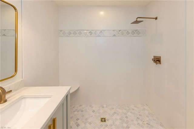 1009 Abingdon Rd, Virginia Beach, VA 23451 - full bath with a tile shower, vanity, and tile walls