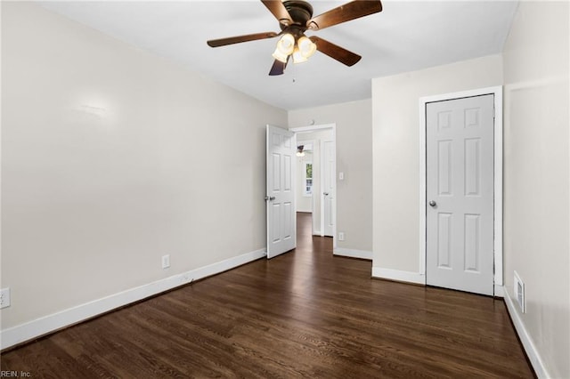 2822 Beachmont Ave, Norfolk, VA 23504 - unfurnished bedroom with dark wood-style floors and a ceiling fan