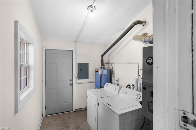 2822 Beachmont Ave, Norfolk, VA 23504 - laundry area with electric panel, washing machine and dryer, water heater, and carpet flooring
