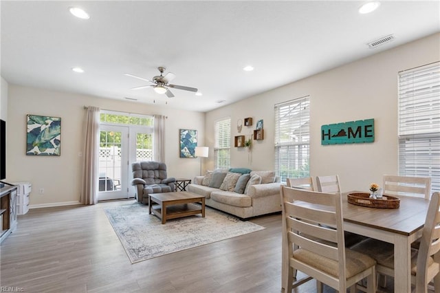 2816 Gavin Rd Unit 14, Chesapeake, VA 23323 - living area featuring a ceiling fan, wood finished floors, and recessed lighting