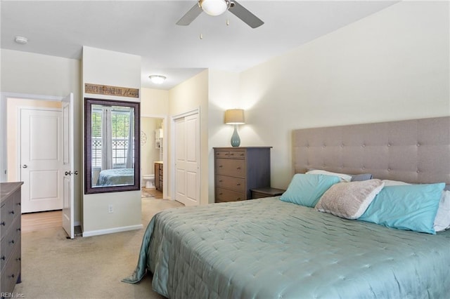 2816 Gavin Rd Unit 14, Chesapeake, VA 23323 - bedroom with light carpet, connected bathroom, ceiling fan, and a closet