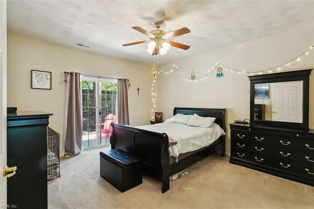 903 Rustads Cir, Williamsburg, VA 23188 - bedroom featuring access to outside, carpet flooring, and a ceiling fan