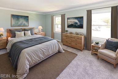 3809 Hazel Ct, Virginia Beach, VA 23456 - bedroom with crown molding and carpet floors