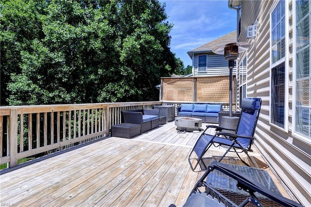 109 Yacht Ct, Williamsburg, VA 23185 - deck with an outdoor living space with a fire pit and cooling unit