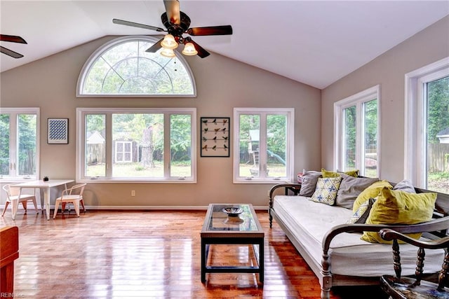 112 Archer Rd, Newport News, VA 23606 - living room with ceiling fan, vaulted ceiling, and wood finished floors