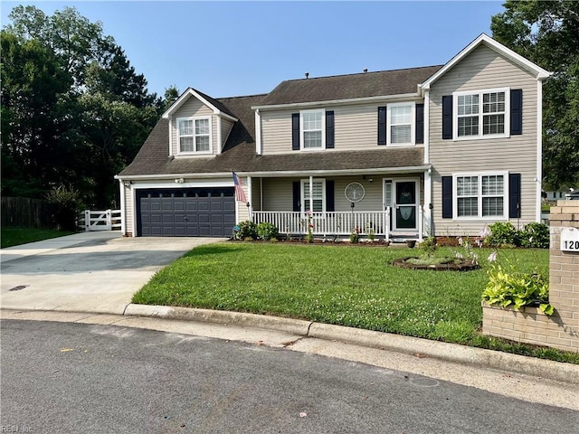 120 Lancelot Dr, Suffolk, VA 23434 - view of front of home with covered porch, driveway, and a shingled roof