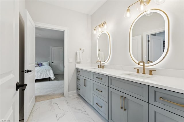 104 Tucker Ct, Carrollton, VA 23314 - ensuite bathroom featuring double vanity and marble finish floors