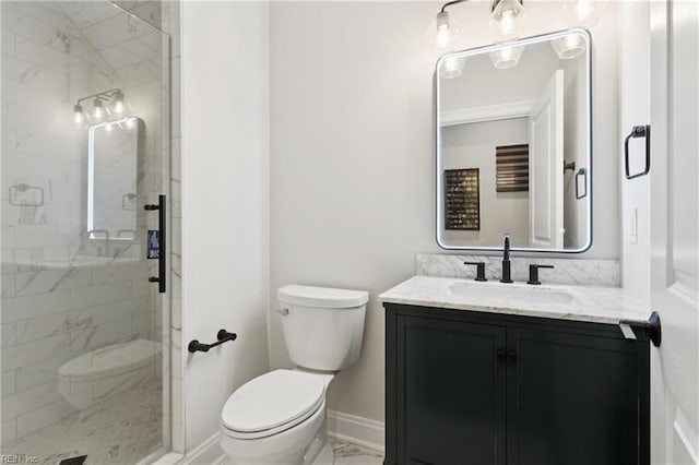 104 Tucker Ct, Carrollton, VA 23314 - bathroom featuring a shower stall, vanity, and marble finish floors