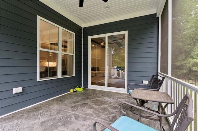 104 Tucker Ct, Carrollton, VA 23314 - sunroom / solarium featuring a ceiling fan