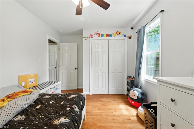 16 Inglewood Dr, Hampton, VA 23666 - bedroom featuring light wood-type flooring, a closet, and a ceiling fan