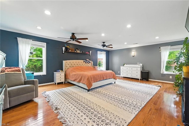 16 Inglewood Dr, Hampton, VA 23666 - bedroom with crown molding, light wood finished floors, recessed lighting, and ceiling fan
