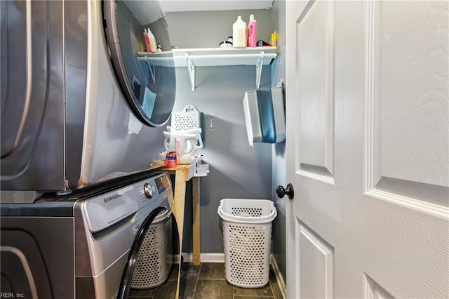 16 Inglewood Dr, Hampton, VA 23666 - washroom with stacked washer / drying machine and baseboards
