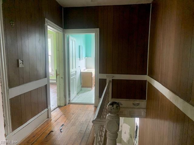 603 N High St, Franklin, VA 23851 - bathroom with hardwood / wood-style floors and wood walls