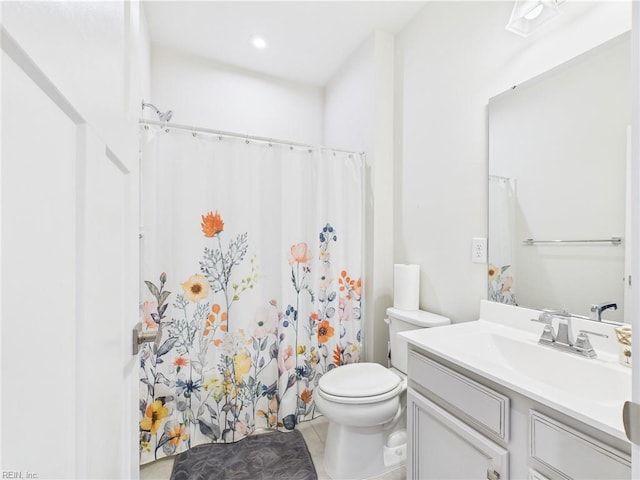 1732 Defiance Dr, Chesapeake, VA 23323 - full bath with vanity, tile patterned flooring, and a shower with curtain