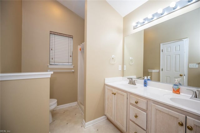 2146 Kingsley Ln, Chesapeake, VA 23323 - bathroom with double vanity and vaulted ceiling