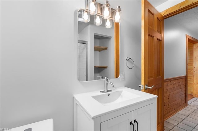 160 Outlaw Ln, Suffolk, VA 23435 - bathroom with vanity, a chandelier, and tile patterned floors