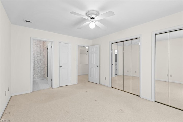 518 Spring Trce, Williamsburg, VA 23188 - unfurnished bedroom with carpet floors, multiple closets, ensuite bathroom, and ceiling fan