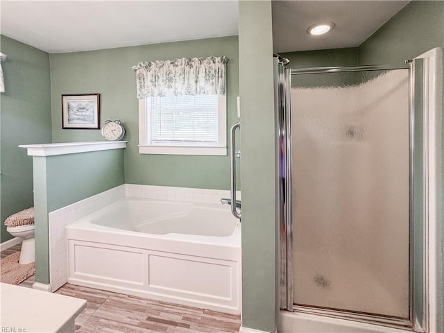 1912 Pleasant Ridge Rd, Virginia Beach, VA 23457 - full bathroom with a shower stall, a garden tub, and wood finished floors