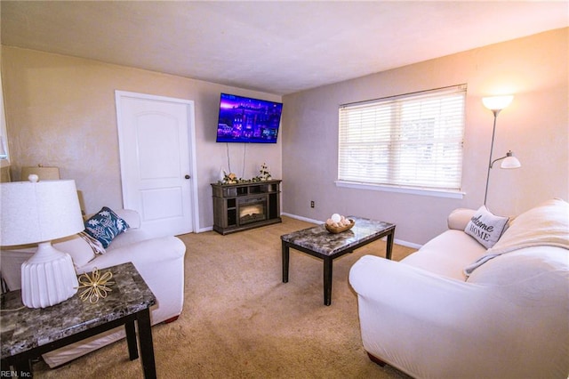 1353 King Arthur Dr, Chesapeake, VA 23323 - carpeted living area featuring a fireplace and baseboards
