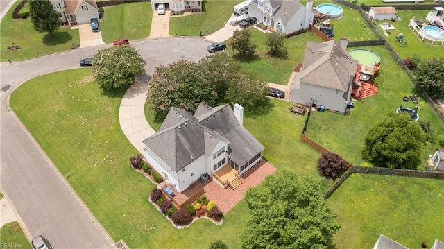 1301 Silverthorne Ct, Chesapeake, VA 23321 - aerial perspective of suburban area with a pool