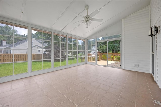 1301 Silverthorne Ct, Chesapeake, VA 23321 - unfurnished sunroom with a ceiling fan and vaulted ceiling