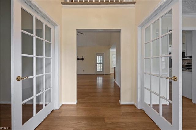1301 Silverthorne Ct, Chesapeake, VA 23321 - hallway with wood finished floors and french doors