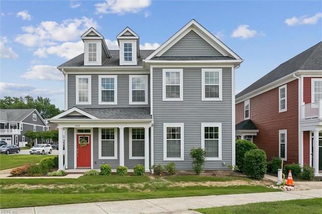 1402 Farringdon Way, Williamsburg, VA 23185 - view of front of property featuring a shingled roof and a front yard