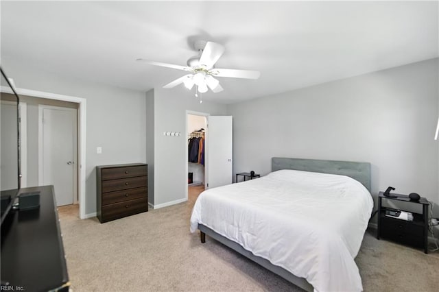 1217 Etworth Ln, Virginia Beach, VA 23464 - bedroom with light carpet, a spacious closet, a closet, and a ceiling fan
