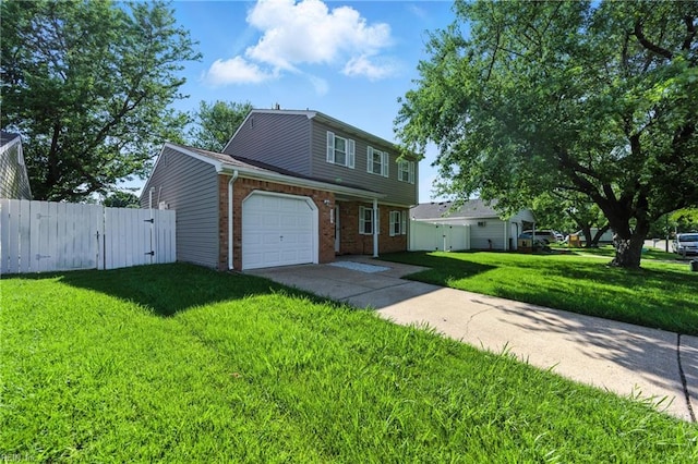 1217 Etworth Ln, Virginia Beach, VA 23464 - view of front of house with brick siding, an attached garage, a gate, and driveway