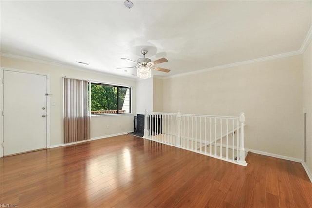 233 Mill Point Dr, Hampton, VA 23669 - spare room featuring ornamental molding, wood finished floors, and ceiling fan