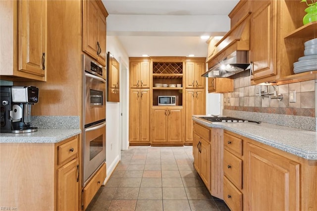 11 Elm Ave, Newport News, VA 23601 - kitchen featuring open shelves, appliances with stainless steel finishes, light countertops, backsplash, and recessed lighting