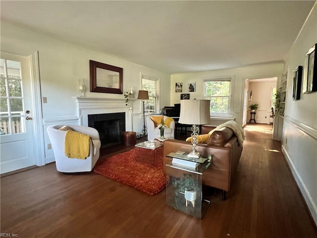 11 Elm Ave, Newport News, VA 23601 - living area featuring wood finished floors and a fireplace with flush hearth