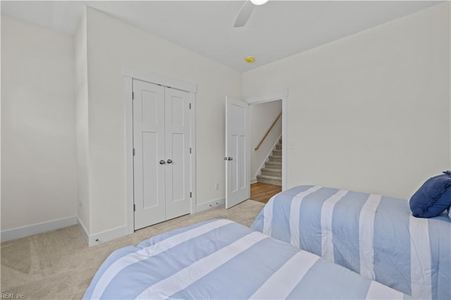 516 26th St, Virginia Beach, VA 23451 - bedroom featuring light carpet, ceiling fan, and a closet