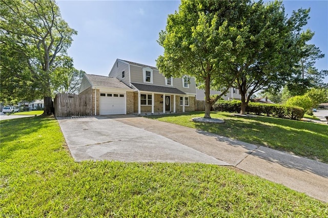 596 Old Post Rd, Virginia Beach, VA 23452 - traditional home featuring an attached garage, driveway, and a porch