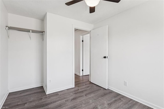 1521 Peabody Dr, Hampton, VA 23666 - unfurnished bedroom featuring wood finished floors, a closet, a ceiling fan, and a textured ceiling
